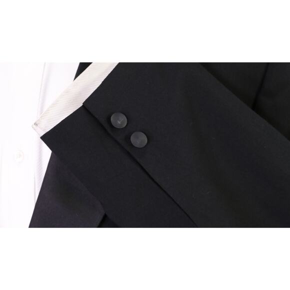 Tom James Vintage 70s Black Peak Lapel Tuxedo Blazer Jacket Wedding Custom 46R - Picture 6 of 8